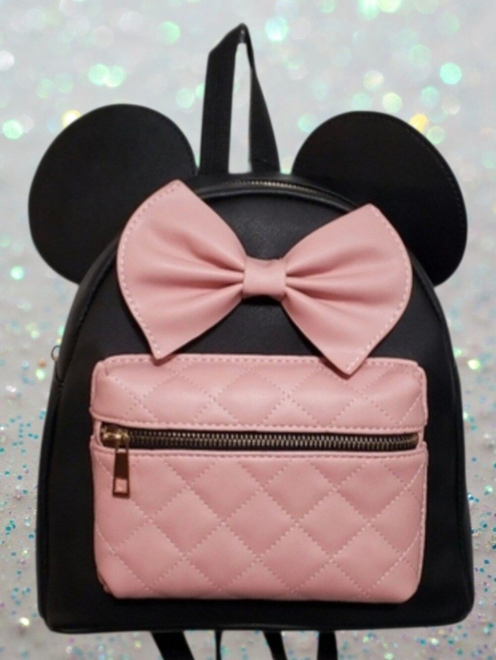 Minnie Mouse Pink Quilted Front Pocket Mini Backpack with Ears - Picture 15 of 16